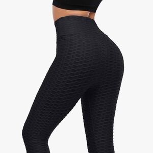 Women's Black Textured Leggings
